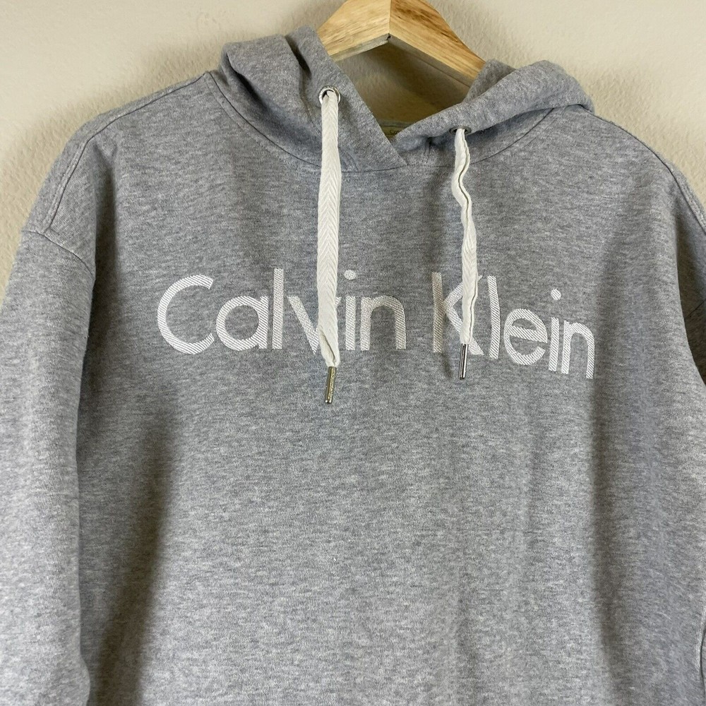 Calvin Klein Performance Hoodie Womens Size Small Cropped Light Wash Gray Hooded - Picture 2 of 12